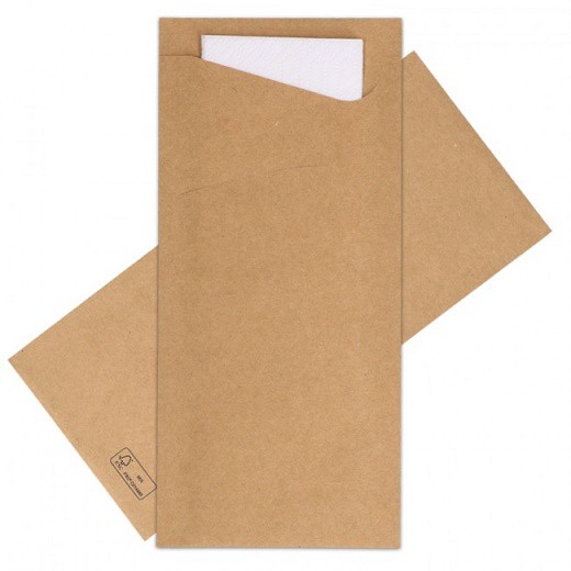 Tissue Sacchetto 8,5x19cm Eco Brown 100k | Duni - Ubrousky, kapsy na příbory - Kapsy na příbory