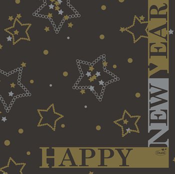 Ubrousek 33x33 3V New Year Black 50ks | Duni - Ubrousky, kapsy na příbory - 3 vrstvé ubrousky Ubrousek 33x33 3V New Year Black 50ks | Duni - Ubrousky, kapsy na příbory - 3 vrstvé ubrousky