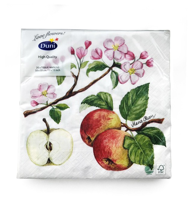 Ubrousek 33x33 3Vr Apple Blossom 20ks | Duni - Ubrousky, kapsy na příbory - 3 vrstvé ubrousky