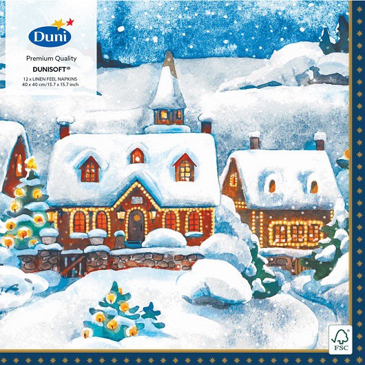 Ubrousek 40x40 Winter Villag 12ks | Duni - Ubrousky, kapsy na příbory - Airlaid 40x40 Ubrousek 40x40 Winter Villag 12ks | Duni - Ubrousky, kapsy na příbory - Airlaid 40x40