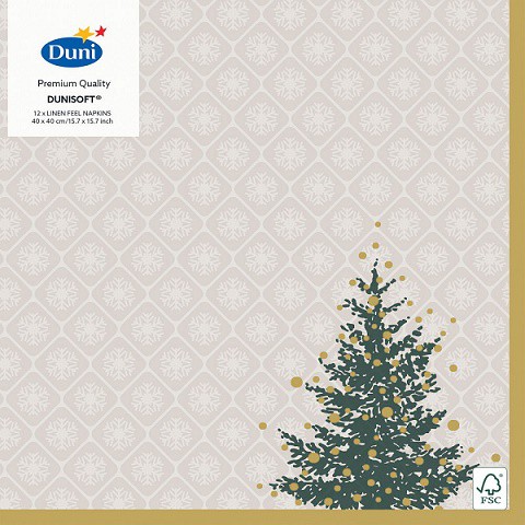 Ubrousek 40x40 Dsoft Trees in Gold 12ks | Duni - Ubrousky, kapsy na příbory - Airlaid 40x40