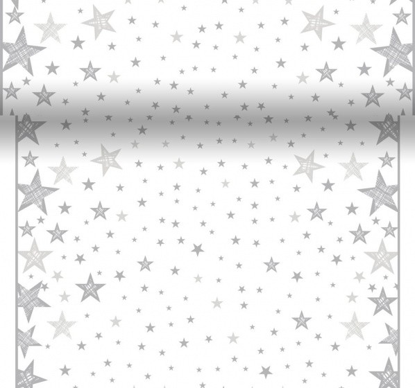 Téte-a-Téte 0,4x4,8m Schining Star White | Duni - Ubrusy, šerpy, prostírky - Šerpy Téte-a-Téte 0,4x4,8m Schining Star White | Duni - Ubrusy, šerpy, prostírky - Šerpy